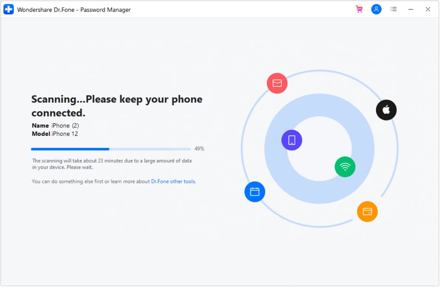 start scan to find saved passwords on iphone