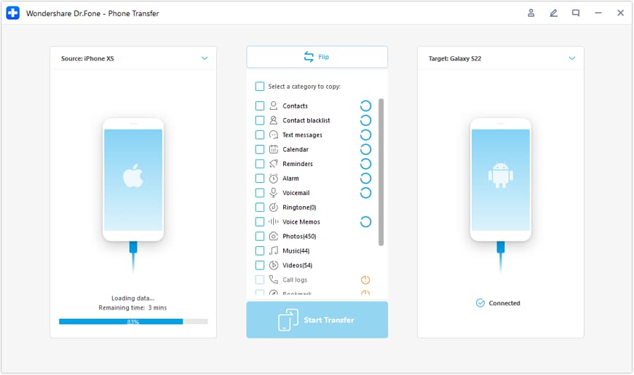 phone transfer start
